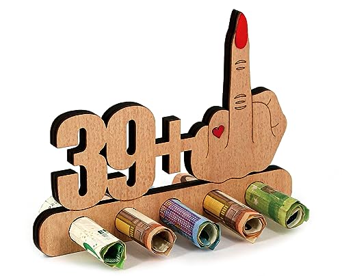 Giftota - Originelle Lustig 40. Geburtstag Geldgeschenk Holz - 39 + 1 - Geschenk zum 40.Geburtstag - Geburtstag Jubiläum - Geschenke aus Holz Frauen & Männer - 40 Geburtstag Deko von Giftota