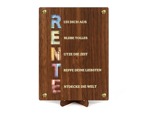 Giftota Ruhestand Geschenk Holz mit Abschiedskarte, Rentner Geschenk Mann Frau, Abschiedsgeschenk Kollegen Rente, Geldgeschenke Verpackung von Giftota