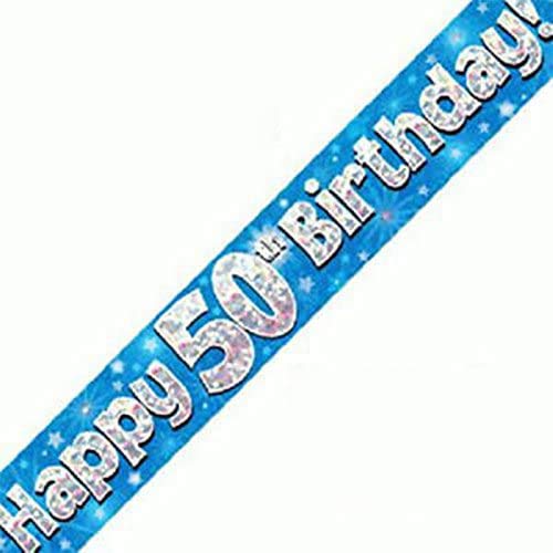 Gifts 4 All Occasions Limited SHATCHI-648 50th Glitzer Blau Hochzeit Jahrestag Banner Dekorationen Unisex Party Supply von Gifts 4 All Occasions Limited