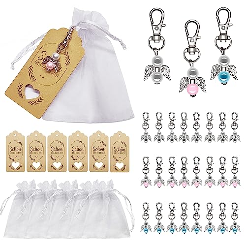 Gigmeta 24 Stück Schutzengel Anhänger, Gastgeschenke Taufe Hochzeit mit Organza Tasche und Kraftpapier Anhänger, für Kommunion Gastgeschenke Konfirmation Taufe Geschenk Abschied von Gigmeta