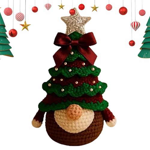 Gihioue Niedliches Häkelset,Häkel Weihnachtsbaum Gnom Bastelset für Anfänger - Garn Set Einfach Lernen für Erwachsene Frauen Teens Mädchen Basteln zu Hause Ferien Halloween von Gihioue
