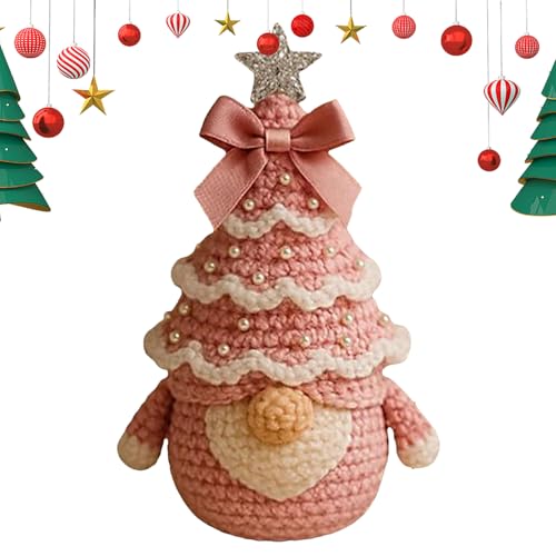 Gihioue Weihnachts Häkel Bausatz - Weihnachtliches Anfänger Set Gnome Mit Baum Für Heimdekoration - Garn Vorrat Set Handarbeit Lernen Zu Hause Für Erwachsene Jugendliche Kinder Frauen Mädchen von Gihioue