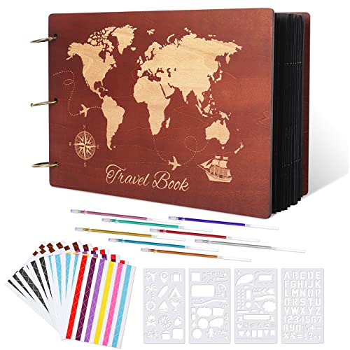 Travel Scrapbooking-Fotoalbum aus Holz 100 Seiten, DIY Selbstgestalten Scrapbook Alben mit Zubehör, Weltkarte Sammelalbum Reise Foto, Geschenk Scrapbooking Foto für Geburtstags Reisetagebuch, Jubiläum Travel Scrapbooking-Fotoalbum aus Holz 100 Seiten, DIY Selbstgestalten Scrapbook Alben mit Zubehör, Weltkarte Sammelalbum Reise Foto, Geschenk Scrapbooking Foto für Geburtstags Reisetagebuch, Jubiläum von Giiffu