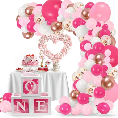 145 Stück Dekorationen zum 1. Geburtstag für Mädchen, eine Ballonbox für den 1. Geburtstag, 3 Ballonboxen und ein Buchstaben, 142 Stück rosa Serie Ballonbogen-Set für Mädchen, Party-Dekorationen 145 Stück Dekorationen zum 1. Geburtstag für Mädchen, eine Ballonbox für den 1. Geburtstag, 3 Ballonboxen und ein Buchstaben, 142 Stück rosa Serie Ballonbogen-Set für Mädchen, Party-Dekorationen von Giilayky