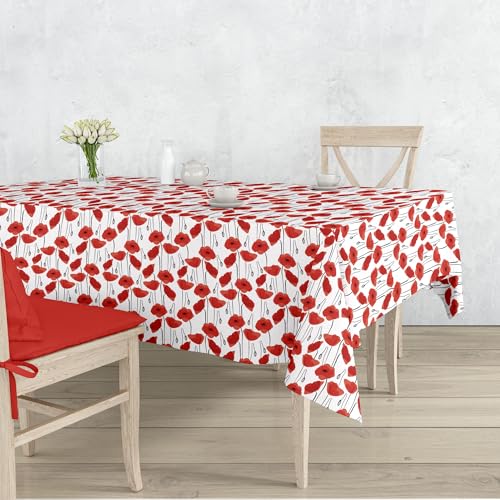 Gilania - Schmutzabweisende Tischdecke – Super strapazierfähig – rechteckig – pflegeleicht (Mohn, 140 x 180 cm) von Gilania