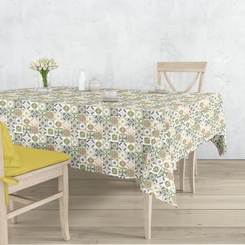 Gilania - Schmutzabweisende Tischdecke – Super strapazierfähig – rechteckig – pflegeleicht (grüne Majolika, 140 x 240 cm) von Gilania