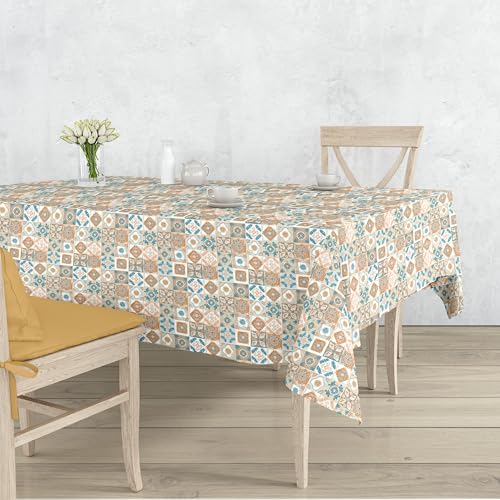 Gilania - Schmutzabweisende Tischdecke – Super strapazierfähig – rechteckig – pflegeleicht (orangefarbenes Steingut, 140 x 240 cm) von Gilania