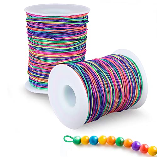 Giloty 2 Rollen 100m Gummiband für Armbänder, 1mm Bunte Elastisches Schnur für Armbänder, Perlenschnur Gummifaden für DIY Schmuck, Halskette, Handwerk von Giloty