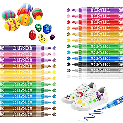 Giloty Acrylstifte für Steine Wasserfest, 24 Farbige Permanent Marker Acrylstifte für Steine Bemalen, Ostereier, Keramik,Holz, Eier, Plastik, Ostern Deko,DIY Leinwand Ostergeschenke Kinder Erwachsene Giloty Acrylstifte für Steine Wasserfest, 24 Farbige Permanent Marker Acrylstifte für Steine Bemalen, Ostereier, Keramik,Holz, Eier, Plastik, Ostern Deko,DIY Leinwand Ostergeschenke Kinder Erwachsene von Giloty