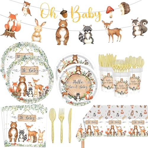 Gilyaoic 142pcs Woodland Animals Baby Shower Decoration Pack Forest Animal Neutral Gender Reveal Party Supplies Woodland Themed Birthday Party Ideas Set Gilyaoic 142pcs Woodland Animals Baby Shower Decoration Pack Forest Animal Neutral Gender Reveal Party Supplies Woodland Themed Birthday Party Ideas Set von Gilyaoic