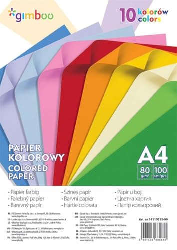 Gimboo Buntpapier 100 Blatt A4/ 80 gsm/Farbmischung aus 10 Neon-Farben/Farbpapier Tonpapier Bastelpapier/Papier für Dekorieren/für DIY Kunst Handwerk Gimboo Buntpapier 100 Blatt A4/ 80 gsm/Farbmischung aus 10 Neon-Farben/Farbpapier Tonpapier Bastelpapier/Papier für Dekorieren/für DIY Kunst Handwerk von gimboo