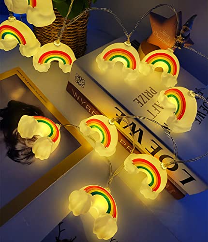 Gimuk Regenbogen-Lichterkette, 20 LEDs warmweiß für Innen- und Außenbereich batteriebetrieben Wandleuchte Hochzeit Party Zuhause Weihnachten Kinderzimmer Geschenk Schlafzimmer Dekoration (Regenbogen) von Gimuk