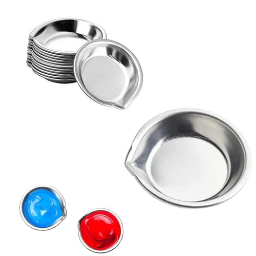 Edelstahl Farbschale,12 Stück Mischpalette für Farben Runde Farbschale Kleine Runde Farbschale Edelstahl Farbschale Mischpalette Rund Farbschalen Paletten Silber Farbe für Künstler Aquarelle von Ginddy