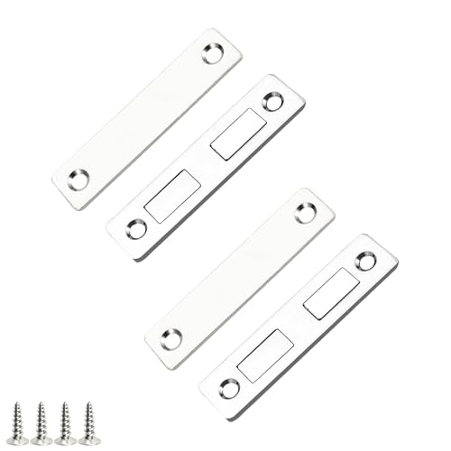 Ginddy 2 Stück Ultra-Dünne Magnetverschluss Schranktür - Starkes Türschließer Set für Schubladen/Kleiderschrank | Unsichtbarer Magnetischer Schließmechanismus ohne Bohren (Silber, Inkl. Schrauben) von Ginddy
