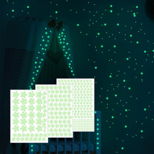Leuchtsterne selbstklebend, 452 Fluoreszierende Sterne Glow in The Dark Sternenhimmel Aufkleber Einschlafhilfe Kinder Leuchtsticker Sterne Wandsticker für Baby Kleinkinderzimmer von Ginddy