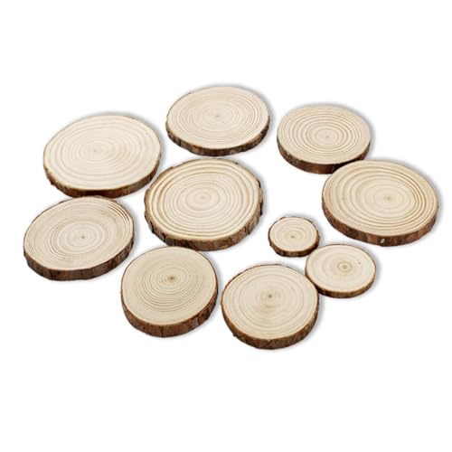 Natur Baumscheiben Deko,60 Stück Runde Holzscheibe mit Rinde Unbehandeltes Holz zum Basteln Unvollendete Holzscheiben Dünne Klein für DIY Handwerk Weihnachten Ornamente Hochzeit Home Dekoration von Ginddy