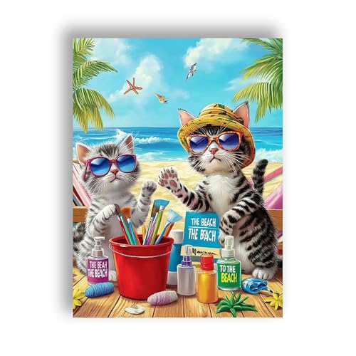 Ginfonr DIY Diamond Art Painting Zubehör Katze Set Full, 5D Diamant Painting Sandstrand Bilder Kit Crystal Rhinestone Embroidery Decoration Für Home Wall Décor 30x40 cm 14 von Ginfonr
