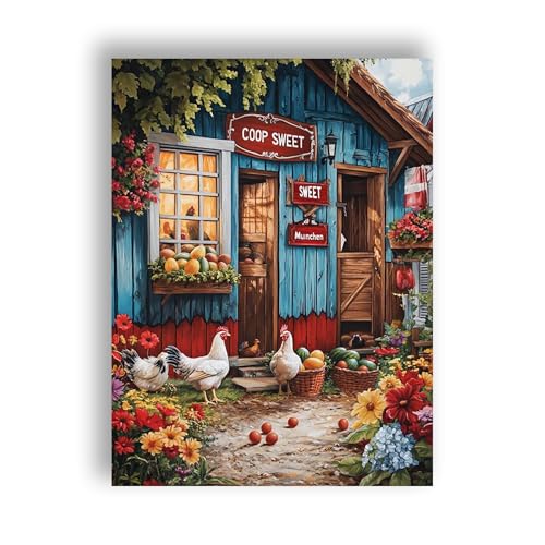 Ginfonr DIY Diamond Art Painting Zubehör Landschaft Set Full, 5D Diamant Painting Bauernhof Bilder Kit Crystal Rhinestone Embroidery Decoration Für Home Wall Décor 30x40 cm 5 von Ginfonr