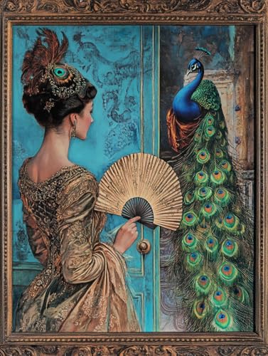 Ginfonr DIY Diamond Art Painting Zubehör Pfau Set Full, 5D Diamant Painting Frau Bilder Kit Crystal Rhinestone Embroidery Decoration Für Home Wall Décor 30x40 cm8182 von Ginfonr