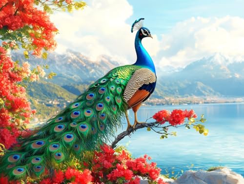 Ginfonr DIY Diamond Art Painting Zubehör Pfau Set Full, 5D Diamant Painting Landschaften Bilder Kit Crystal Rhinestone Embroidery Decoration Für Home Wall Décor 30x40 cm8175 von Ginfonr
