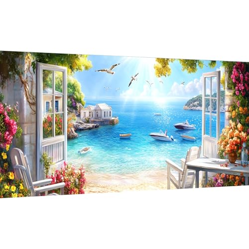 Ginfonr DIY Large Diamond Art Kits for Adults, Meeresufer Diamond Painting Zubehör, Diamond Art Strand Full Drill, Diamond Painting Erwachsene Crystal Rhinestone Decoration Für Wall Décor 30x80 cm Ginfonr DIY Large Diamond Art Kits for Adults, Meeresufer Diamond Painting Zubehör, Diamond Art Strand Full Drill, Diamond Painting Erwachsene Crystal Rhinestone Decoration Für Wall Décor 30x80 cm von Ginfonr