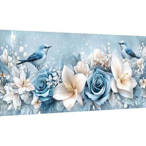 Ginfonr DIY Large Diamond Art Kits for Adults, Vögel Diamond Painting Zubehör, Diamond Art Blume Full Drill, Diamond Painting Erwachsene Crystal Rhinestone Decoration Für Wall Décor 30x80 cm von Ginfonr