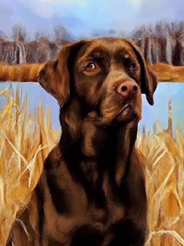 Ginfonr Diamond Painting 5D Diamant Malerei Schwarzer Hund Labrador Gras Nach Anzahl Kits Full Drill Paint Mit Diamonds Arts Wall Decor 30 * 40 CM von Ginfonr