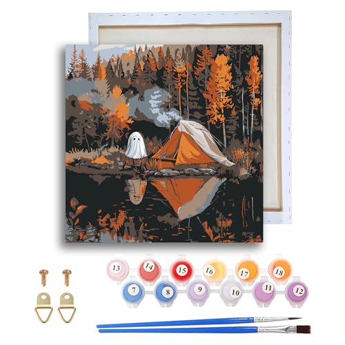 Ginfonr Gerahmtes Malen-nach-Zahlen-Set für Erwachsene, Halloween-Geister, Acrylgemälde auf Leinwand, Landschafts-Ölgemälde für Anfänger mit Pinseln, Malen nach Zahlen für Zuhause, Wanddekoration Ginfonr Gerahmtes Malen-nach-Zahlen-Set für Erwachsene, Halloween-Geister, Acrylgemälde auf Leinwand, Landschafts-Ölgemälde für Anfänger mit Pinseln, Malen nach Zahlen für Zuhause, Wanddekoration von Ginfonr