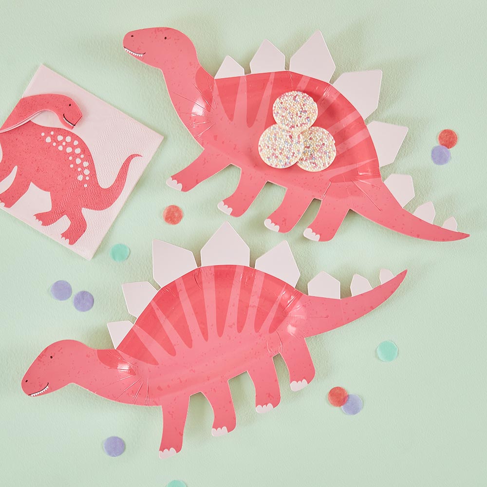 Dinosaurier Formteller aus Pappe, 8 Stück, 30cm x 16cm von Ginger Ray