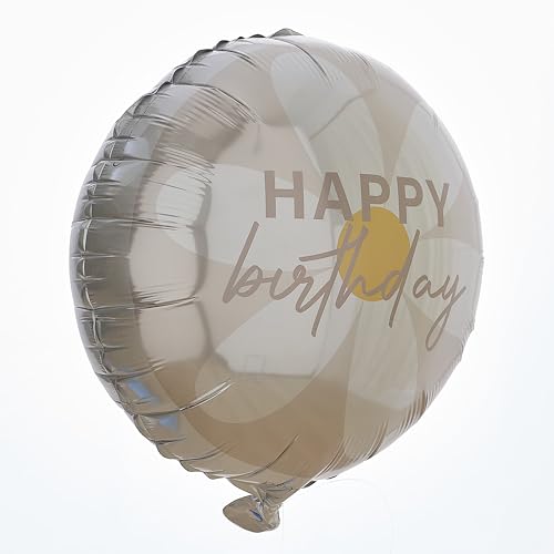 Ginger Ray „Happy Birthday“ Gänseblümchen bedruckter neutraler runder Folienballon Partydekoration 18" von Ginger Ray
