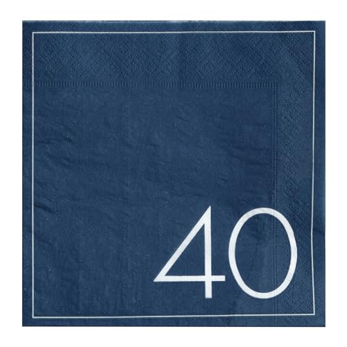 Ginger Ray 40th Birthday Navy Paper Serviette – 40 – Blau von Ginger Ray
