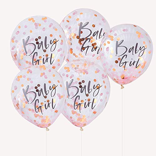 Ginger Ray Ballons mit roségoldenem, glitzerndem Konfetti für Babyparty, Mädchen, dekorative Luftballons von Ginger Ray