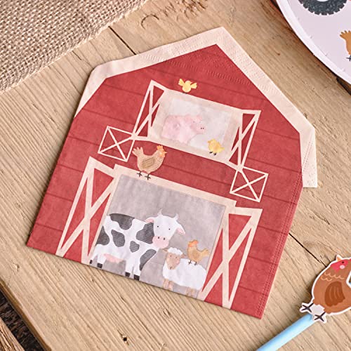 Ginger Ray Barn Shaped Farm Paper Party Napkins - 16 Pack, Red von Ginger Ray