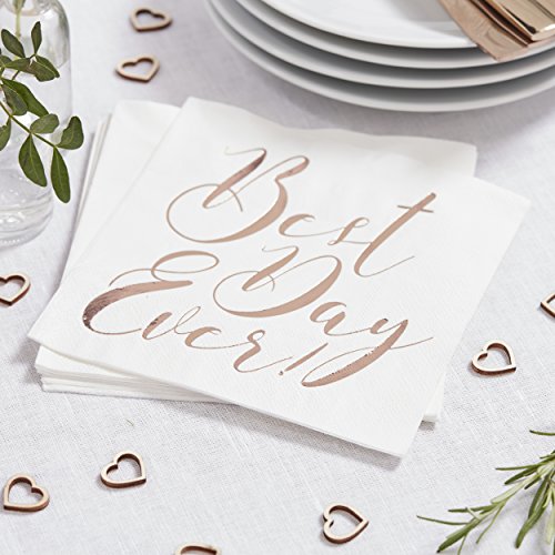 Ginger Ray Best Day Ever Rose Gold Papierservietten, 20 Stück von Ginger Ray