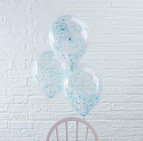 Ginger Ray Blaue Papier-Konfetti-Luftballons für Geburtstagsparty, Dekoration, 5 Stück Ginger Ray Blaue Papier-Konfetti-Luftballons für Geburtstagsparty, Dekoration, 5 Stück von Ginger Ray