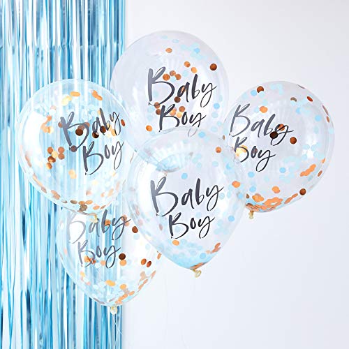 Ginger Ray Blue & Rose Gold Boy Konfetti Ballons Baby Shower Party Decoration 5 Pack von Ginger Ray