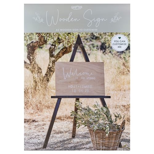 Ginger Ray Customisable A2 Wooden Schild-Dekoration für Hochzeiten und Partys, braun Ginger Ray Customisable A2 Wooden Schild-Dekoration für Hochzeiten und Partys, braun von Ginger Ray