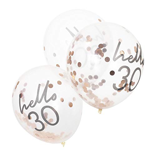 Ginger Ray Dekorative Konfetti-Luftballons, Motiv "Hello 30", Roségoldfolie, 5 Stück von Ginger Ray