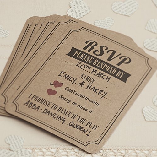 Ginger Ray AF-658 Braunes Kraftpapier für die Hochzeit Karten Einladungen, Papier, Vintage Affair von Ginger Ray