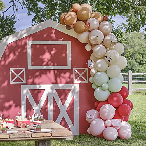 Ginger Ray Farm Party Balloon Arch with Ballonbogen Kit 70 Luftballons & 10 Karten Tiere, Mehrfarbig, M von Ginger Ray