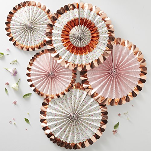 Ginger Ray Party-Fächer mit Blumenmuster und Rotgold, 5 Stück von Ginger Ray