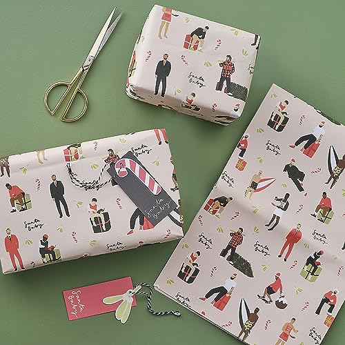 Ginger Ray Geschenkpapier-Set mit Weihnachtsmann-Motiv, 2 Bögen und 4 Geschenkanhänger von Ginger Ray