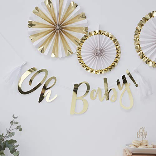 Ginger Ray Gold Foiled Oh Baby Weiße Quasten von Ginger Ray