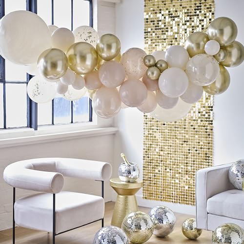 Ginger Ray Gold and Neutral Balloon Arch with 60 Latex Balloons and Gold Confetti Birthday Party Decoration von Ginger Ray