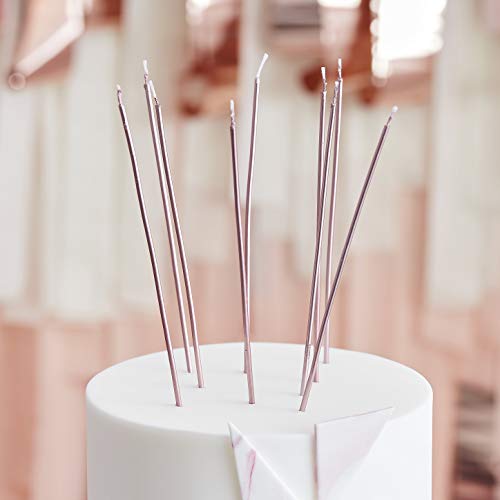 Ginger Ray Rose Gold Tall Birthday Party Kerzen, 12 Stück, Pink, 18 cm von Ginger Ray