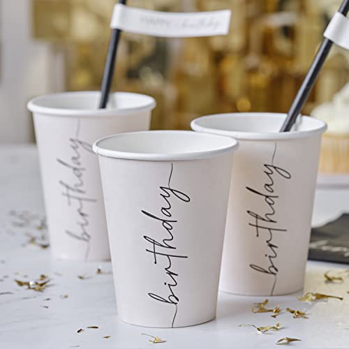Ginger Ray Happy Birthday Paper Party Cups, Nude von Ginger Ray