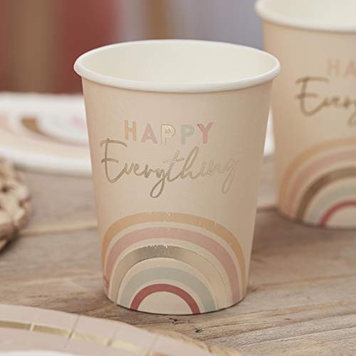 Ginger Ray Happy Everything Rainbow Geburtstagspartybecher, 8 Stück pro Packung von Ginger Ray