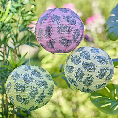 Ginger Ray Hawaiian Palm Leaf Printed Hanging Blatt Bedruckte Hängelaterne mit Schnur zum Aufhängen, 3 Stück Ginger Ray Hawaiian Palm Leaf Printed Hanging Blatt Bedruckte Hängelaterne mit Schnur zum Aufhängen, 3 Stück von Ginger Ray