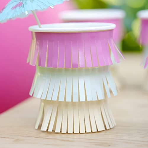 Ginger Ray Hawaiian Tassel Fringe Paper Cups with Partybecher mit Blumenaufsatz, 8 Stück, Mehrfarbig von Ginger Ray