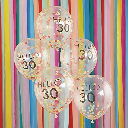Ginger Ray Hello 30 Milestone Birthday 30,5 cm Latex-Luftballons für 30. Geburtstag Party-Dekoration – 5 Stück von Ginger Ray